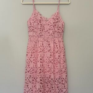 ASTR the Label Lace A-Line Midi Dress – Blush Pink (M)